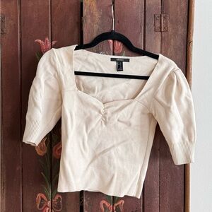 Forever 21 Cream Square Neck Blouse